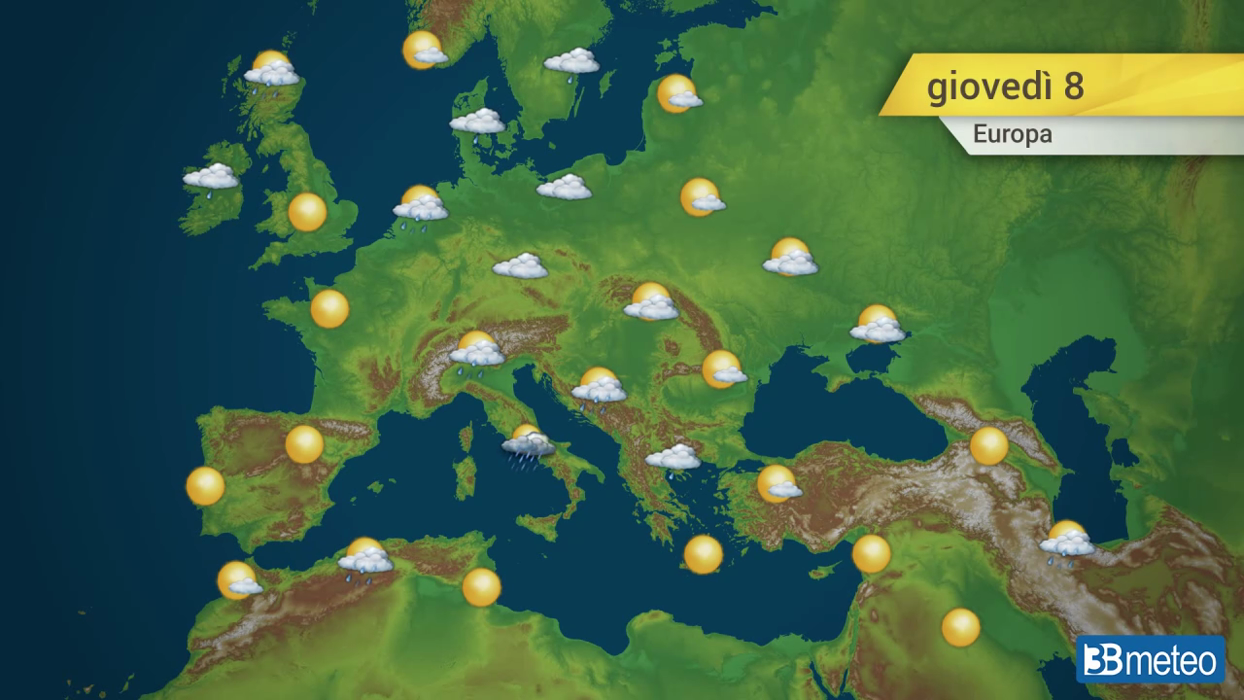 Previsioni meteo Europa mercoledi'